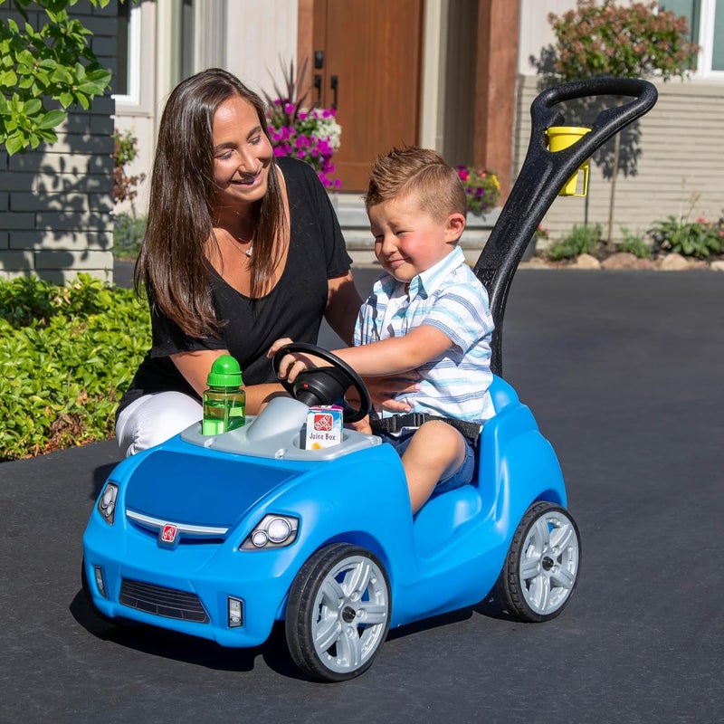 Step2 Whisper Ride II, Single Seater Kids Push Car, Easy to Store Ride On Toy with Seatbelt, Horn and Storage Trunk, Suitable for Children both Boys and Girls Aged 18m and Above, Blue - Image 3
